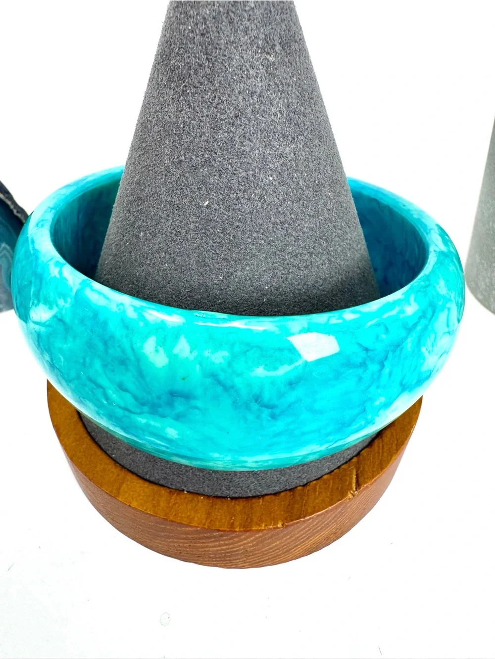 Vintage Chunky Lucite Turquoise Swirl Bangle Bracelet  Approx. 2.75” Diameter